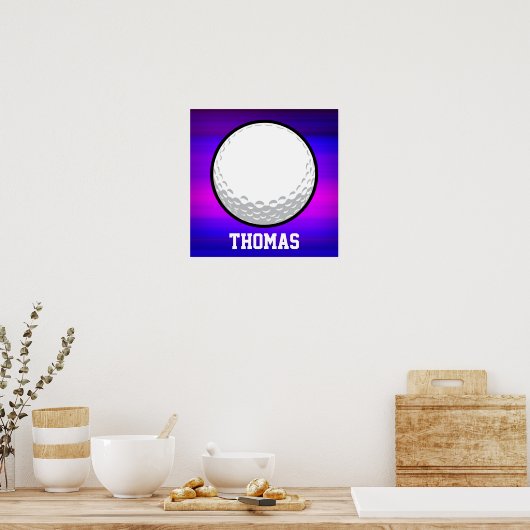 Golfbal; Vibrant Violet Blue en Magenta Poster (Keuken)