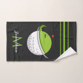 Golfbal & Vlag Aangepaste Naam Monogram Gestreept  Handdoek (Handdoek)