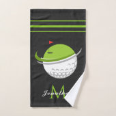 Golfbal & Vlag Aangepaste Naam Monogram Gestreept  Handdoek (Handdoek)
