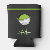 Golfbal & vlag Initiaal Aangepaste naam gestreept  Blikjeskoeler (Achterkant)