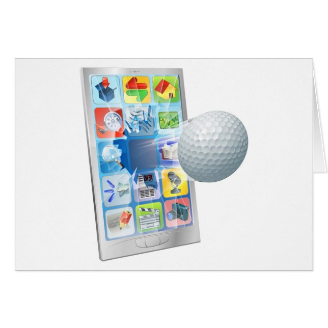 Golfbal vliegt uit de mobiele telefoon (Voorkant Horizontaal)