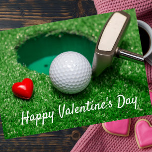 Golfbal voor Valentijnsdag stuurt liefde naar golf Feestdagen Kaart