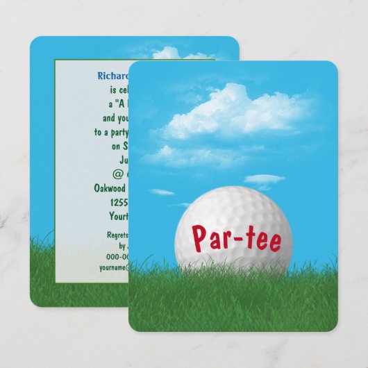 Golfbal voor verjaardagsfeestje kaart (Voorkant / Achterkant)