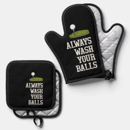 Golfbal was altijd je ballen ovenwant & pannenlap set