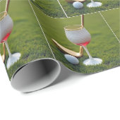 Golfbal wijnglas met putter cadeaupapier (Rol Hoek)