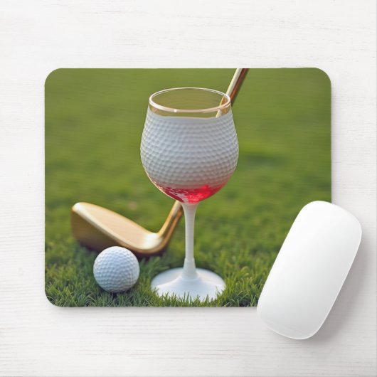 Golfbal wijnglas met putter muismat (Met muis)