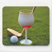 Golfbal wijnglas met putter muismat (Voorkant)