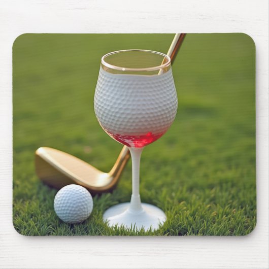 Golfbal wijnglas met putter muismat (Voorkant)