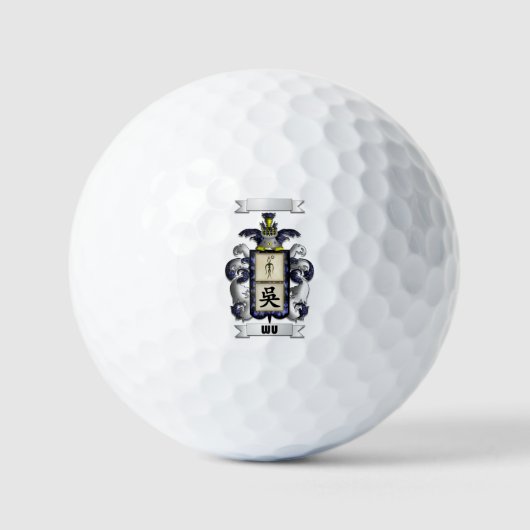 Golfbal Wu-achternaam en Schild Golfballen (Voorkant)