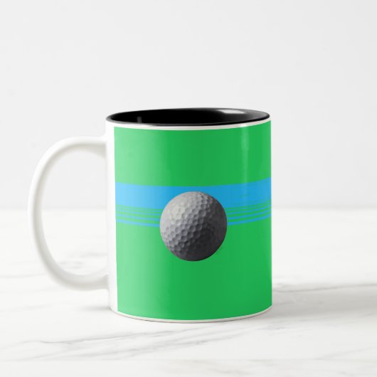 Golfbal zwart tweetonige mok (Links)