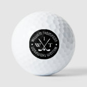 Golfbal zwart-wit gemonogrammeerd voor stijlvolle  golfballen (Voorkant)