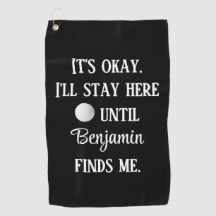 Golfbal Zwart Wit Vet Typografie Funny Humor Golfhanddoek