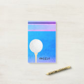 golfbalblauwe geverfde moderne strepen voor golfer post-it® notes (Op bureau)
