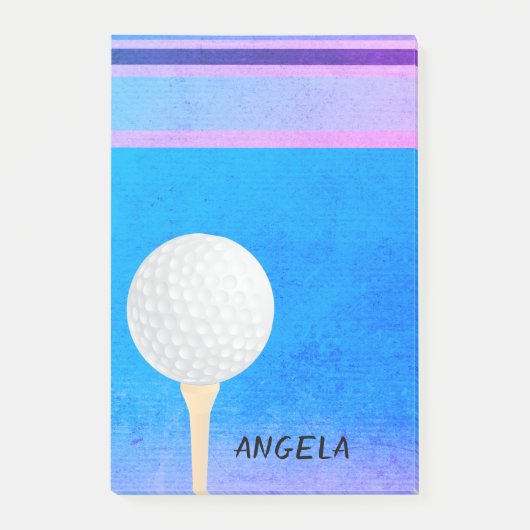 golfbalblauwe geverfde moderne strepen voor golfer post-it® notes (Voorkant)