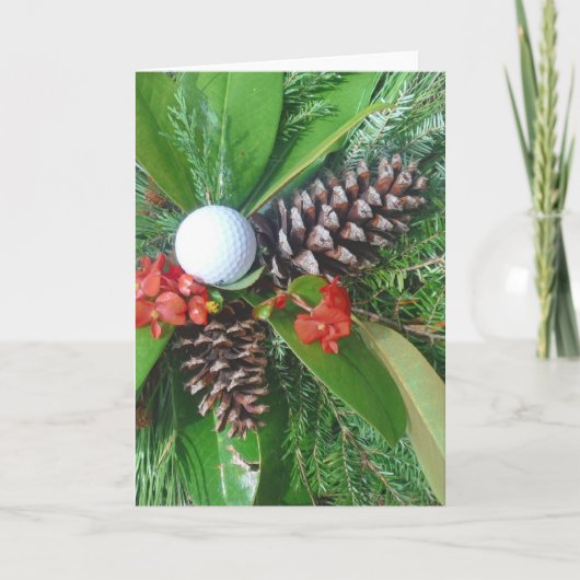Golfbaldenkegels en evergreens Kerstmis Feestdagen Kaart (Voorkant)