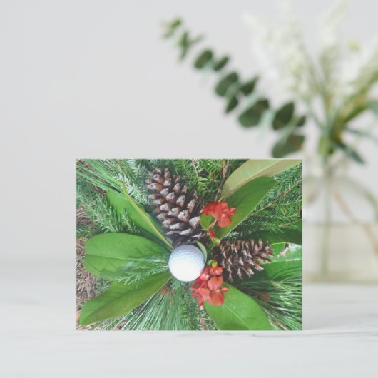 Golfbaldenkegels en evergreens Kerstmis Feestdagenkaart (Staand voorkant)