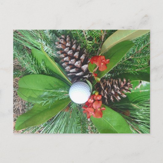 Golfbaldenkegels en evergreens Kerstmis Feestdagenkaart (Voorkant)