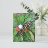 Golfbaldenkegels en evergreens Kerstmis Feestdagenkaart (Staand voorkant)