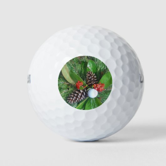 Golfbaldenkegels en evergreens Kerstmis Golfballen (Voorkant)