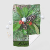 Golfbaldenkegels en evergreens Kerstmis Golfhanddoek (Insitu)