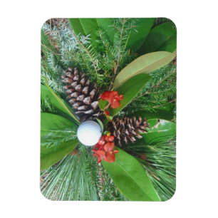 Golfbaldenkegels en evergreens Kerstmis Magneet