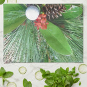 Golfbaldenkegels en evergreens Kerstmis Theedoek (Gevouwen)