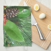 Golfbaldenkegels en evergreens Kerstmis Theedoek (Quarter Fold)