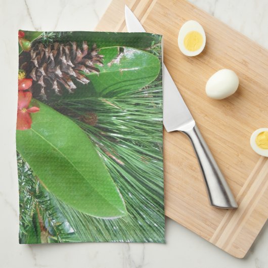 Golfbaldenkegels en evergreens Kerstmis Theedoek (Quarter Fold)