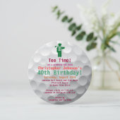 Golfball Green Golf 40th Birthday Party Invitation Kaart (Staand voorkant)