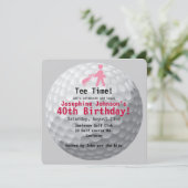 Golfball Green Golf 40th Birthday Party Invitation Kaart (Staand voorkant)