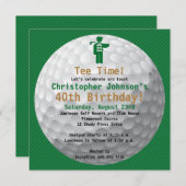 Golfball Green Golf Birthday Party Invitation Kaart (Voorkant / Achterkant)