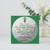 Golfball Green Golf Birthday Party Invitation Kaart (Staand voorkant)