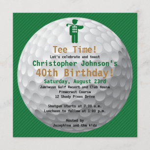 Golfball Green Golf Birthday Party Invitation Kaart