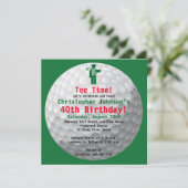 Golfball Green Golf Birthday Party Invitation Kaart (Staand voorkant)