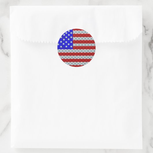 Golfballen Amerikaanse Vlag Ronde Stickers (Tas)