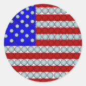 Golfballen Amerikaanse Vlag Ronde Stickers (Voorkant)