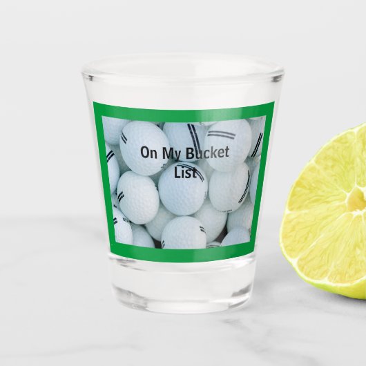 Golfballen, borrelglas shot glas (Voorkant)