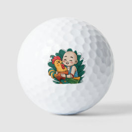 Golfballen | Chloe Baby knuffelt de haan