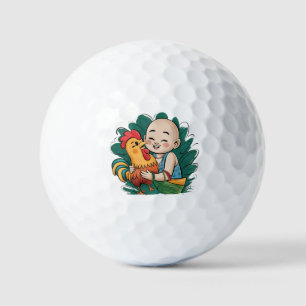 Golfballen Chloe Baby knuffelt de haan