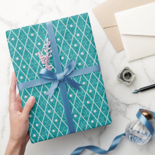 Golfballen & -clubs Argyle op Teal Cadeaupapier