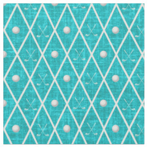 Golfballen & Clubs Argyle op Turquoise Stof