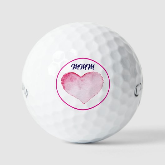Golfballen CUSTOM INITIAAL WATERVERF ROZE HART (Voorkant)