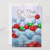 Golfballen en glanzende Ornamenten Holiday Party Kaart (Voorkant)