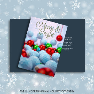 Golfballen en glanzende Ornamenten · Navy Blue Feestdagen Kaart