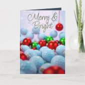 Golfballen en glanzende Ornamenten · Navy Blue Feestdagen Kaart (Voorkant)