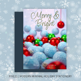 Golfballen en glanzende Ornamenten · Navy Blue Feestdagenkaart