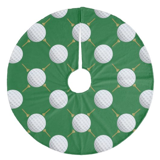 Golfballen en T - shirts op groen Fleece Kerstboom Rok (Voorkant)