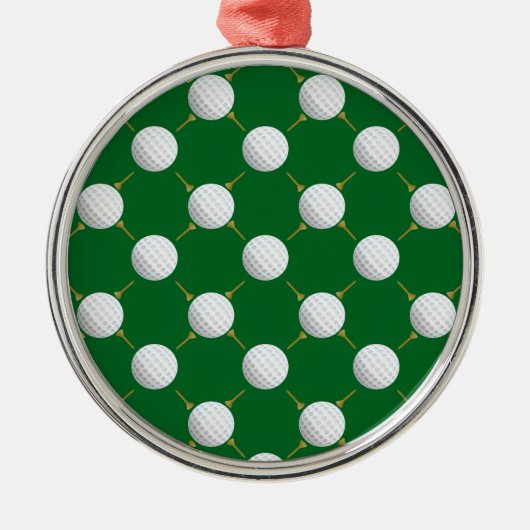 Golfballen en T - shirts op groen Metalen Ornament (Voorkant)
