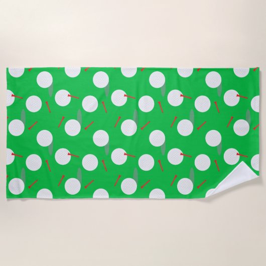 Golfballen en T - shirts Patroon, Fun Golfer Strandlaken (Voorkant)