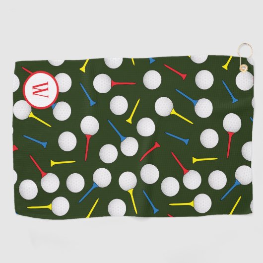 Golfballen en T - shirts Patroon Golfer Monogram Golfhanddoek (Horizontaal)